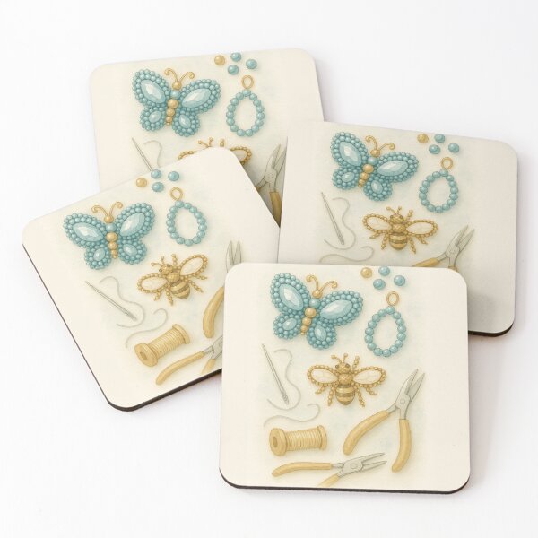 Item preview, Beaded Insects and Jewelry Tools Watercolor Illustration designed and sold by Lacritsa .