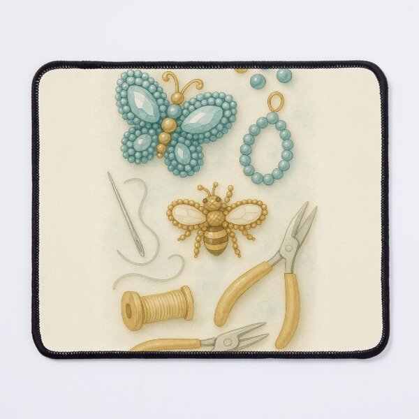 Item preview, Beaded Insects and Jewelry Tools Watercolor Illustration designed and sold by Lacritsa .