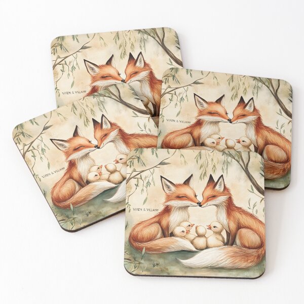 Item preview, Springtime Fox Couple and Their Chicks designed and sold by Vixen-Villainy.