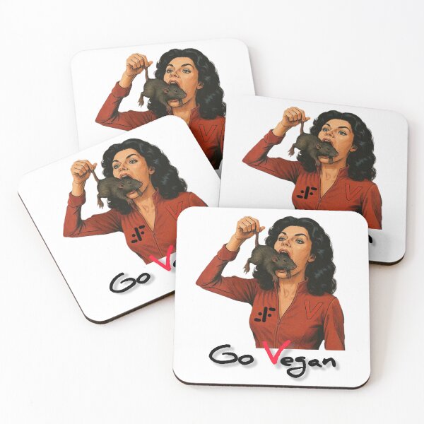 Item preview, Diana V eating a rat, retro 80s series The Visitors (Go Vegan, parody) designed and sold by Planet Utoppia.