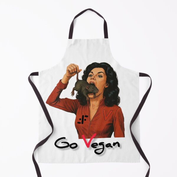 Item preview, Diana V eating a rat, retro 80s series The Visitors (Go Vegan, parody) designed and sold by Planet Utoppia.
