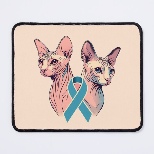 Item preview, Sphynx Cat with Blue Awareness Ribbon – Unique Beauty & Support designed and sold by HealthCoreCommunity.