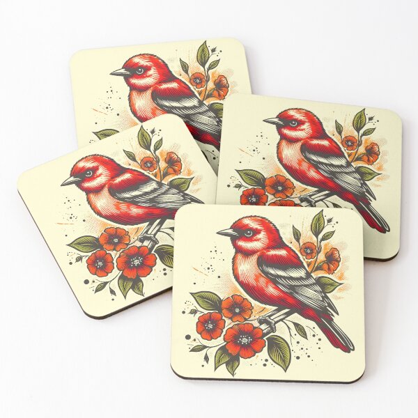 Item preview, Flame-colored Tanager 6 designed and sold by theAVIARY7.