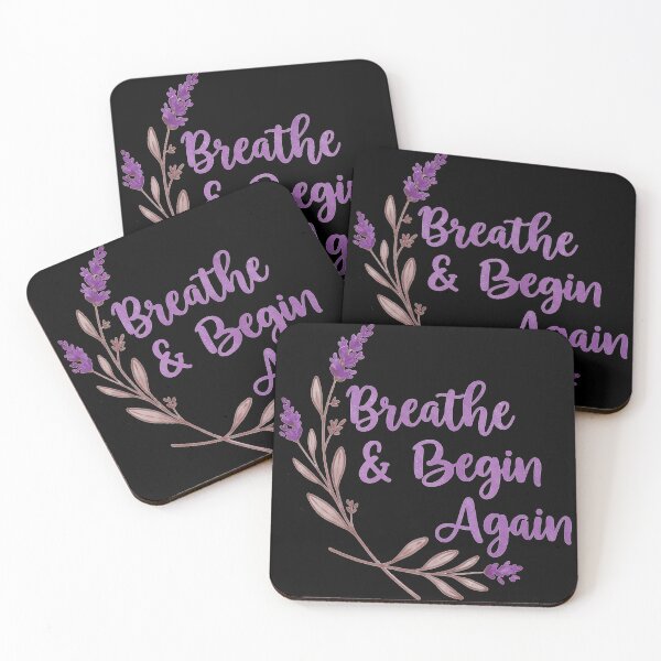 Item preview, Breathe and Begin Again Motivational Quote designed and sold by ThreeftlyPicks.