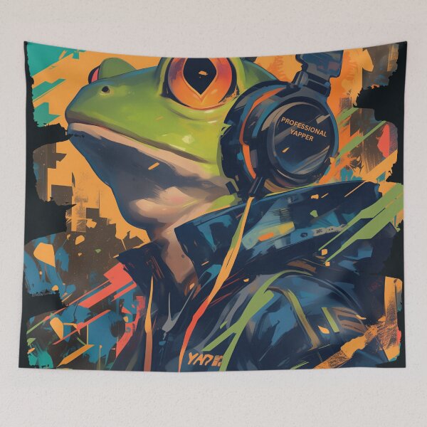 Item preview, Professional Yapper – Cyber Street Frog Headphones Design designed and sold by Void & Valor.