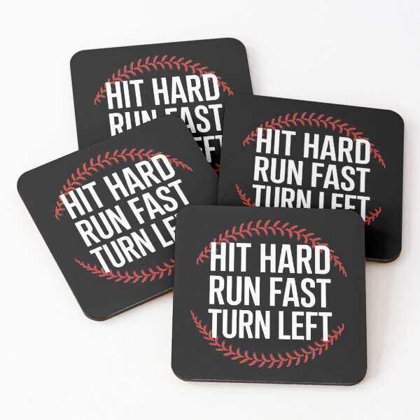 Item preview, HIT HARD RUN FAST TURN LEFT | Baseball Softball Stitch Funny Baseball designed and sold by SlocifieShop.
