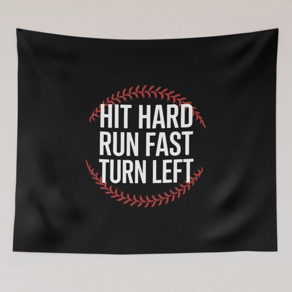 Item preview, HIT HARD RUN FAST TURN LEFT | Baseball Softball Stitch Funny Baseball designed and sold by SlocifieShop.