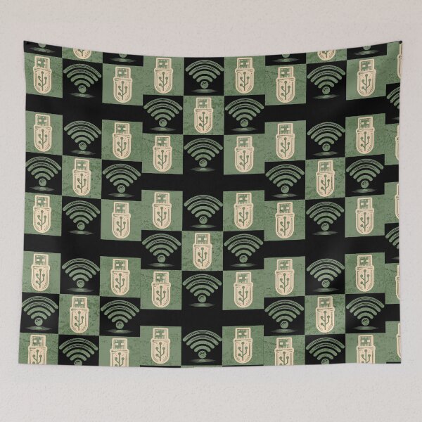 Item preview, Retro Tech Pattern – USB & WiFi Grunge Grid designed and sold by Teacher2Nerds.