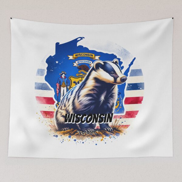 Item preview, Wisconsin — American Badger | State Animal Watercolor Art designed and sold by MTeesGA.