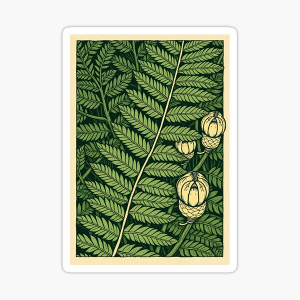 Item preview, Fern Fronds and Fiddleheads – Vintage Block Print designed and sold by Planthem.
