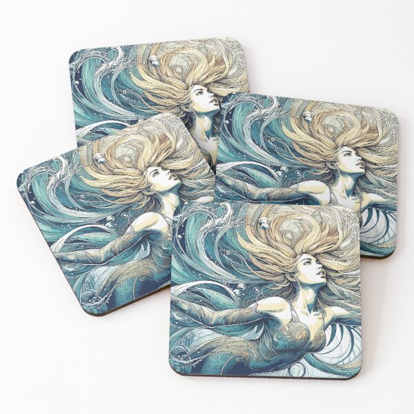 Item preview, Mermaid mermaid blonde Art Nouveau gift designed and sold by Pineapple-Tree.