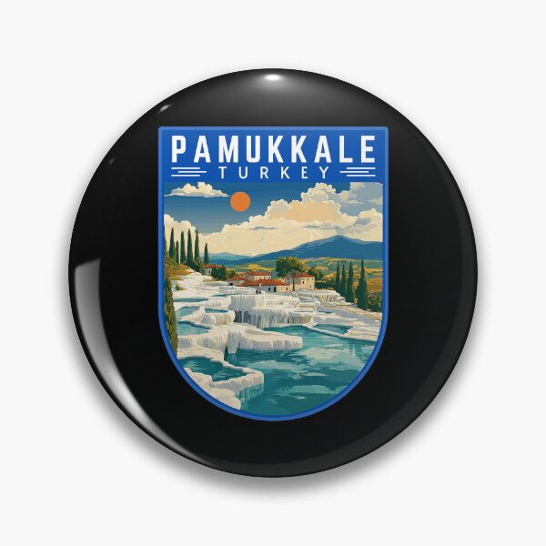 Item preview, Pamukkale in Turkey Vintage Travel Art Badge designed and sold by MaateoDesign.