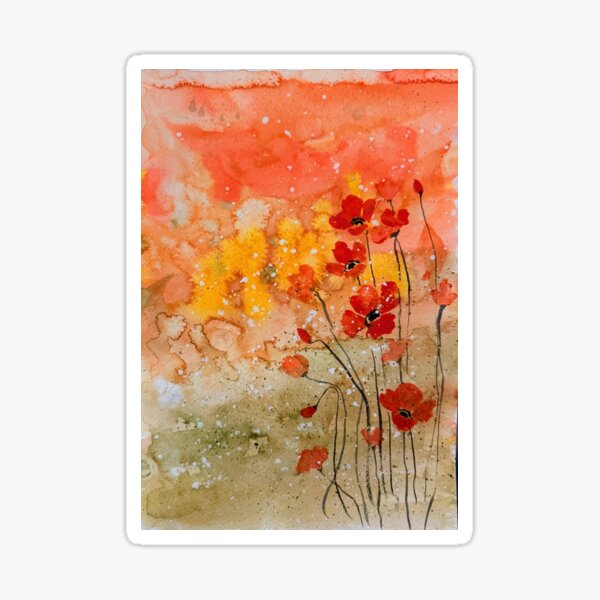Orange Poppies Sticker