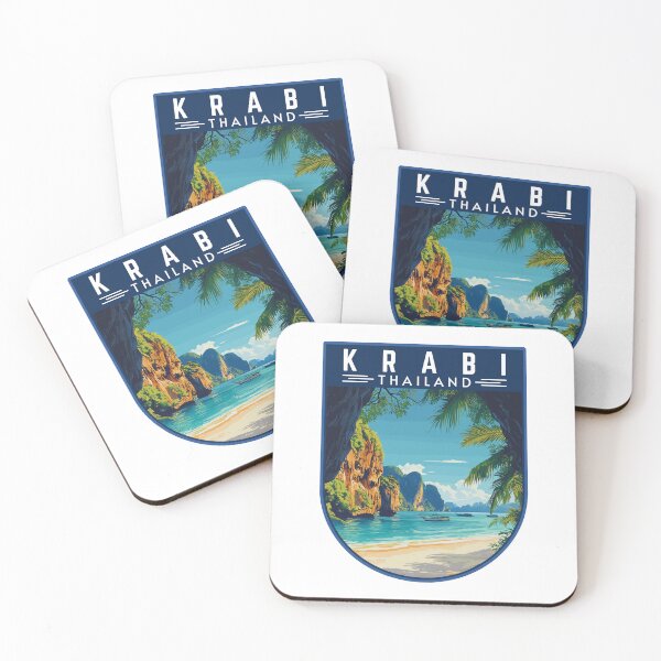 Item preview, Krabi in Thailand Vintage Travel Art Badge designed and sold by MaateoDesign.