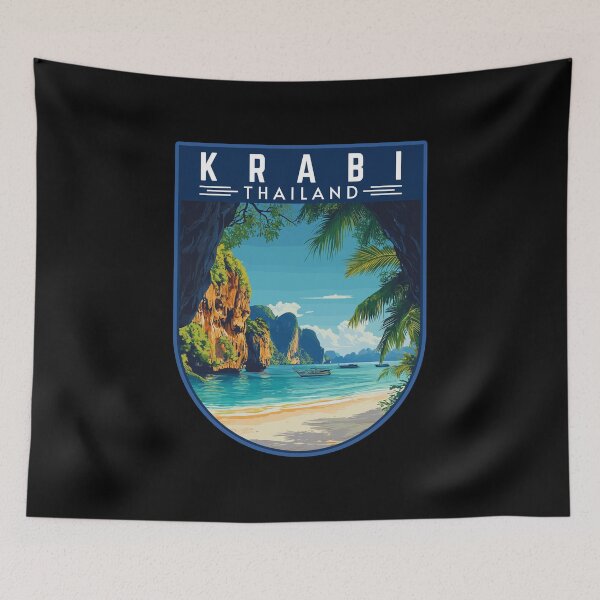 Item preview, Krabi in Thailand Vintage Travel Art Badge designed and sold by MaateoDesign.