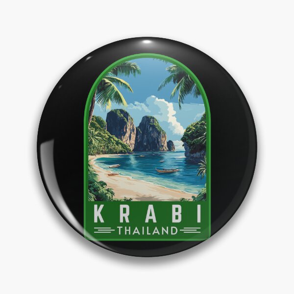 Item preview, Krabi in Thailand Retro Travel Art Emblem designed and sold by MaateoDesign.