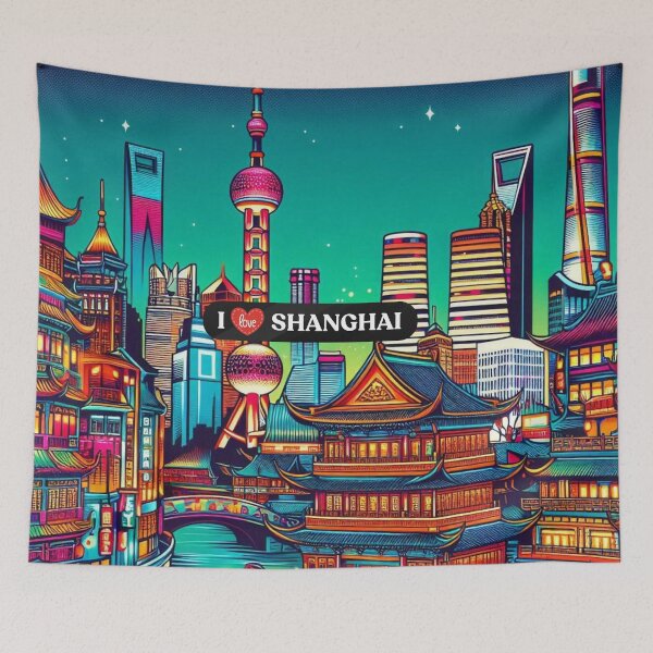 Item preview, Shanghai City Skyline Design – Ideal for Vacation Lovers, Urban Style Fans & Trendy Travel Accessories designed and sold by knalpot-design.