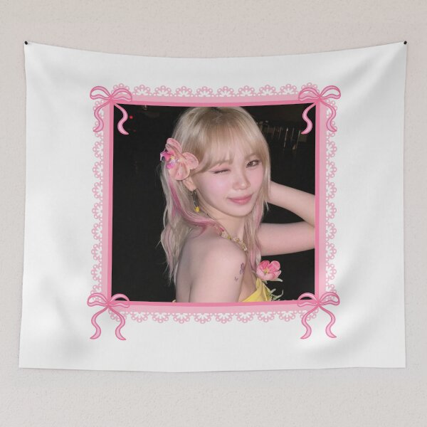 Item preview, Kpop Le Sserafim Chaewon Coquette Pink Bow Border Frame  designed and sold by StarBunnyDesign.