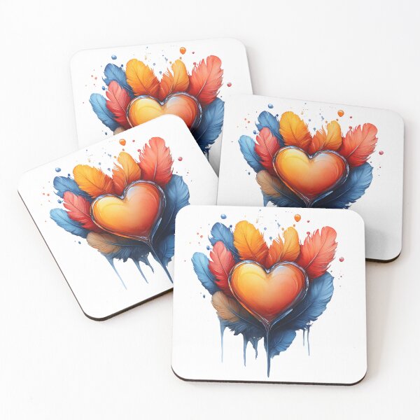 Item preview, Heartbeat of Color: Where Fiery Hearts Dance with Feathered Flames designed and sold by Small Mandarin.