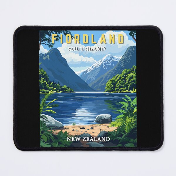 Item preview, Fiordland in Southland, New Zealand Retro Art Travel Landscape designed and sold by MaateoDesign.