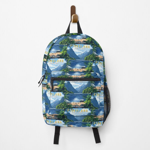 Item preview, Fiordland in Southland, New Zealand Retro Art Travel Landscape designed and sold by MaateoDesign.