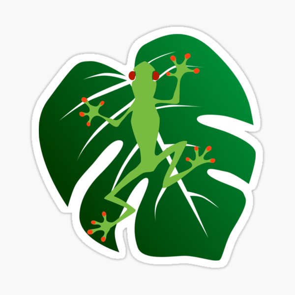 Item preview, Rainforest green frog with tropical leaf. designed and sold by MortalDesigns.