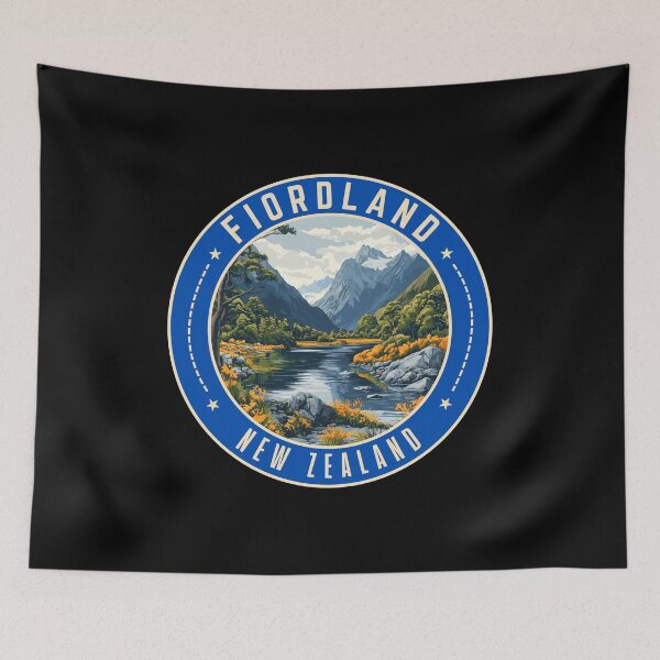 Item preview, Fiordland in Southland, New Zealand Retro Travel Art Emblem designed and sold by MaateoDesign.