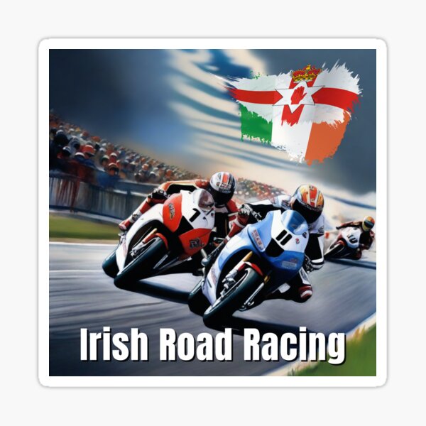 Item preview, Irish Motorcycle Road Racing (Oil on Paper). designed and sold by MPC-Mince-Pies.