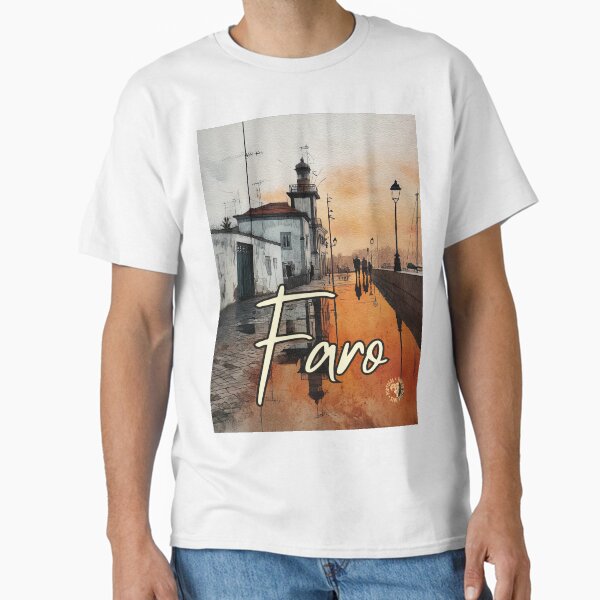 Vista previa del artículo con la obra «Impresión artística de la costa de Faro, Portugal – Póster histórico del Algarve», diseñado y vendido por TuncGK.