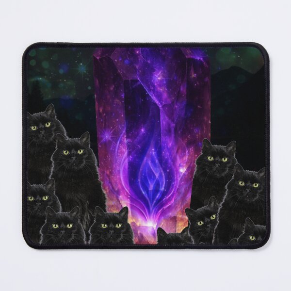 Item preview, Mystical Black Cats and Cosmic Amethyst Crystal | Witchy Night Fantasy Art designed and sold by StillandSoul.