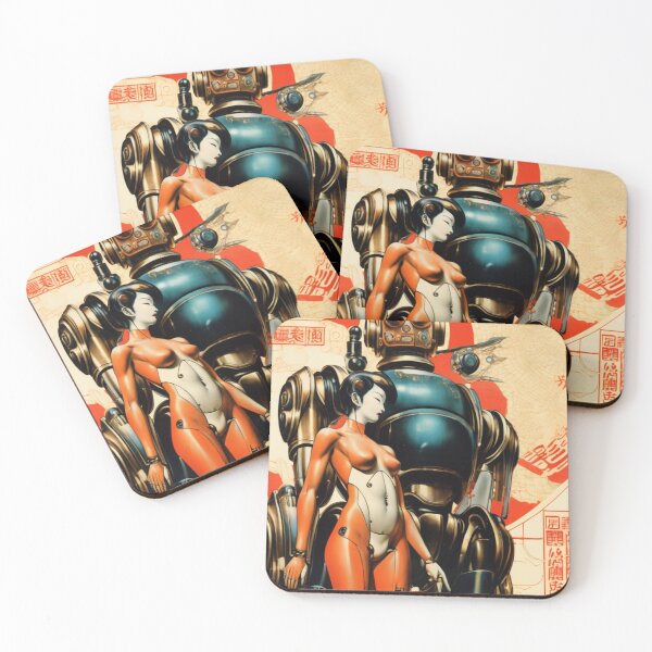 Item preview, Robot Love Retro Mid-century Imitation Japanese Erotic Art | #208 designed and sold by NickWhittleArt.