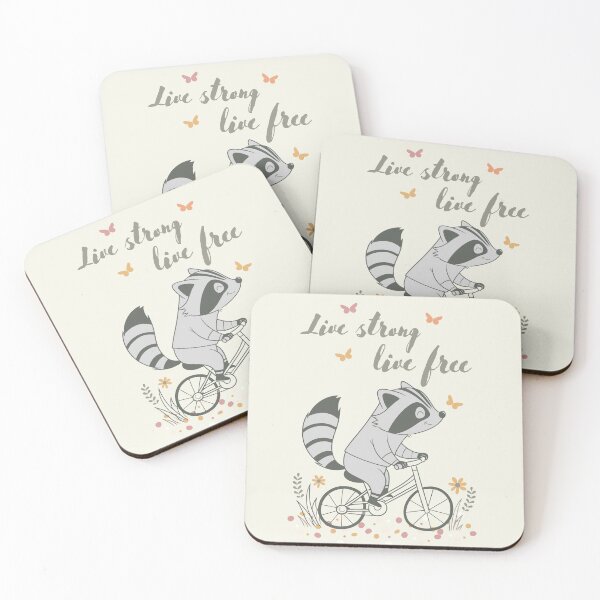 Item preview, Live Strong, Live Free: Raccoon on a Bike Whimsical Art designed and sold by GOATMATCH.