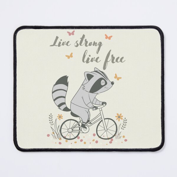 Item preview, Live Strong, Live Free: Raccoon on a Bike Whimsical Art designed and sold by GOATMATCH.