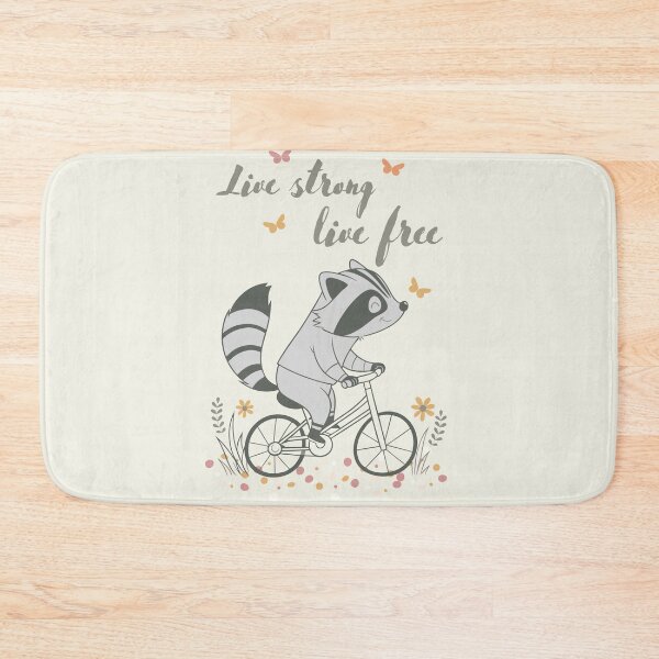 Item preview, Live Strong, Live Free: Raccoon on a Bike Whimsical Art designed and sold by GOATMATCH.