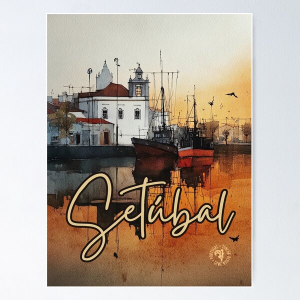 Item preview, Setúbal Portugal Harbor Poster – Nautical Coastal City Print designed and sold by TuncGK.