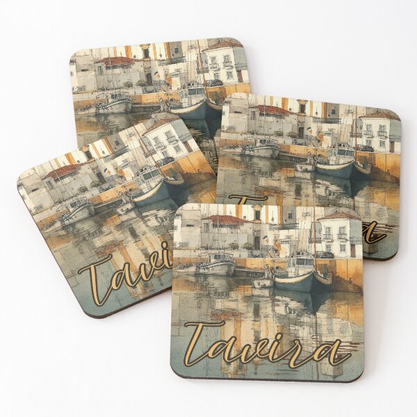 Item preview, Tavira Portugal Watercolor Print – Rustic Coastal Village Poster designed and sold by TuncGK.
