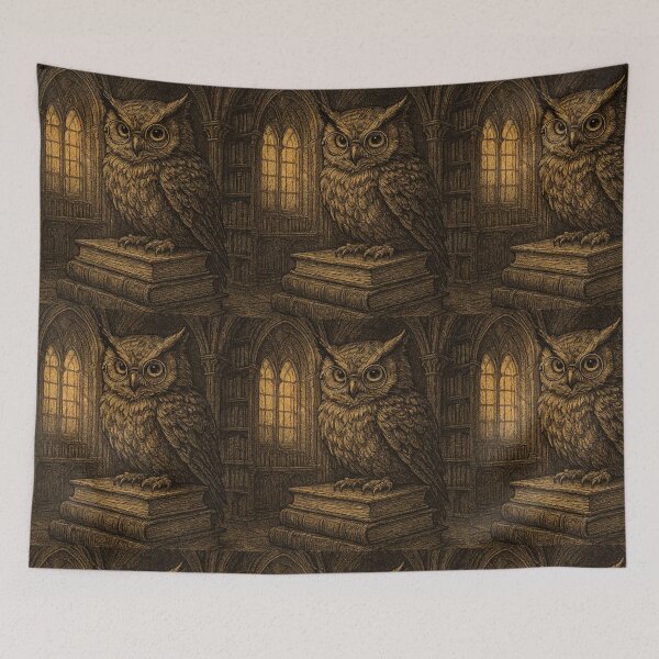 Item preview, Wise Owl in Candlelit Library designed and sold by MindsInBloom.