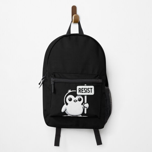 Item preview, Cute Angry Penguin Protest “RESIST” – Minimalist Cartoon Design designed and sold by happyartworks.