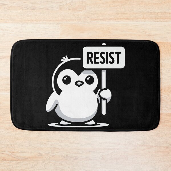Item preview, Cute Angry Penguin Protest “RESIST” – Minimalist Cartoon Design designed and sold by happyartworks.