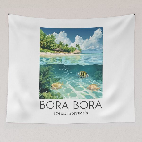 Item preview, A Vintage Illustration of Bora Bora - French Polynesia  designed and sold by GoodOldVintage.