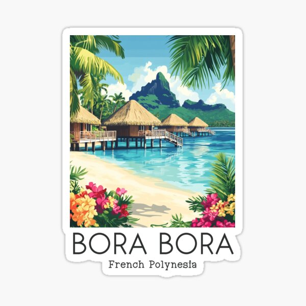 Item preview, A Vintage Illustration of Bora Bora - French Polynesia  designed and sold by GoodOldVintage.
