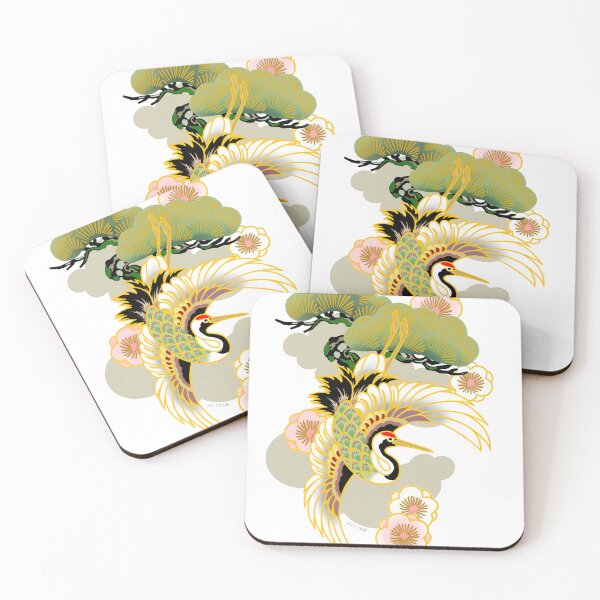 Item preview, graceful japanese crane in clouds designed and sold by indigoferasoul.