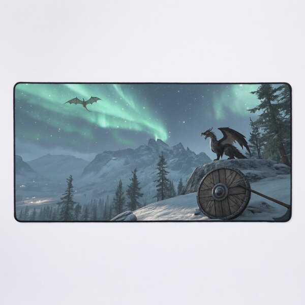 Item preview, Dragon Over Skyrim Peaks  designed and sold by Marti Resolution.