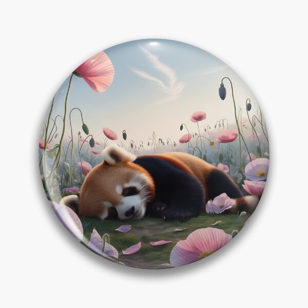 Item preview, Sleepy Red Panda in a Wildflower and Poppy field designed and sold by KreativKulture.
