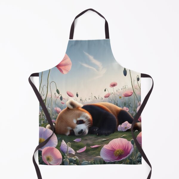 Item preview, Sleepy Red Panda in a Wildflower and Poppy field designed and sold by KreativKulture.