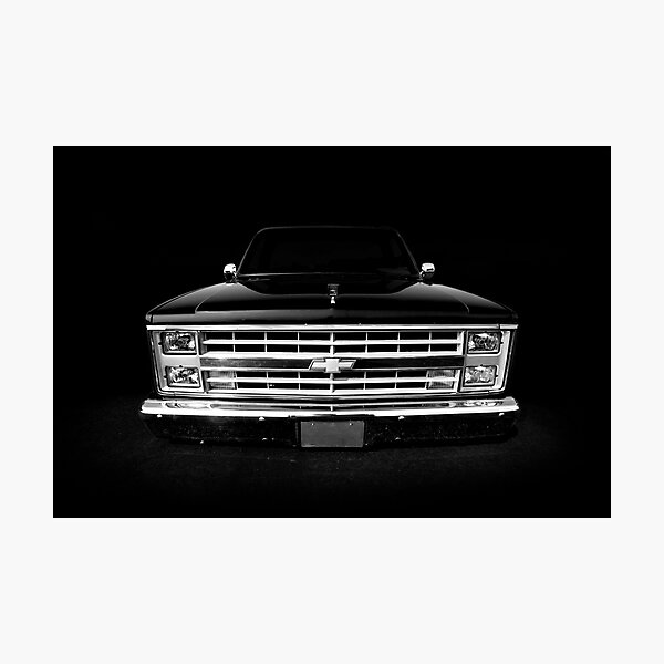 Chevy Silverado Square Body Pickup 1 Black Photographic Print By Mal Photography Redbubble
