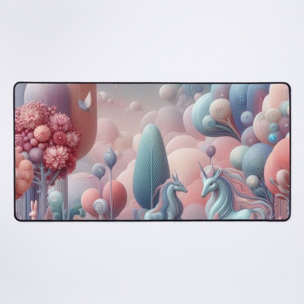 Pastel Alien World and Unicorn Desk Mat