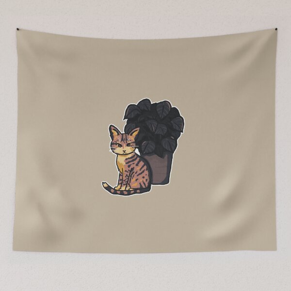 Item preview, Tabby cat with potted plant | orange designed and sold by mangopuffstudio.