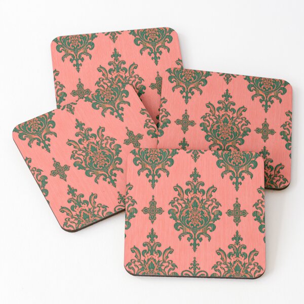 Item preview, Salmon & Green Antiquarian Damask  designed and sold by DesignsByPrnces.
