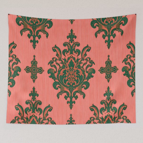 Item preview, Salmon & Green Antiquarian Damask  designed and sold by DesignsByPrnces.